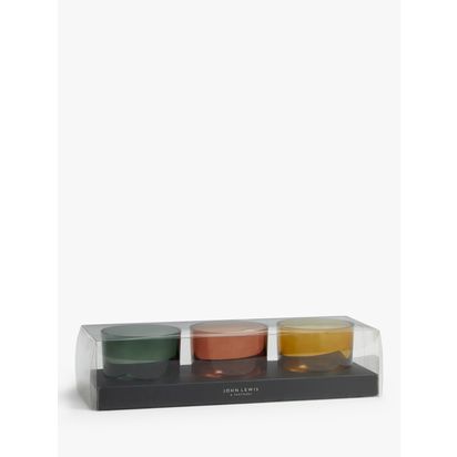 John Lewis Spring Glass Tealight Holders, Pack of 3, Multi Mutli | H6 x Dia.7.4cm