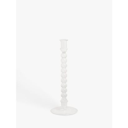 John Lewis Glass Bobbin Candlestick Holder Clear | H30 x Dia.11.1cm
