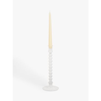 John Lewis Glass Bobbin Candlestick Holder Clear | H30 x Dia.11.1cm