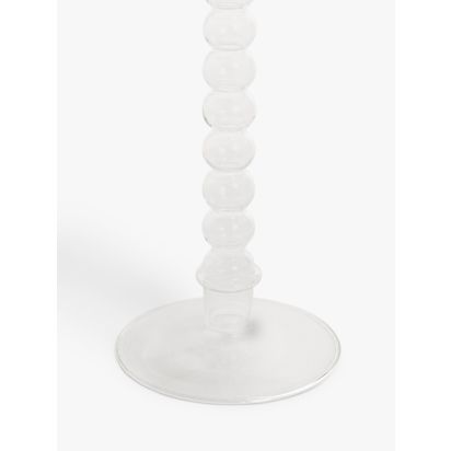John Lewis Glass Bobbin Candlestick Holder Clear | H30 x Dia.11.1cm