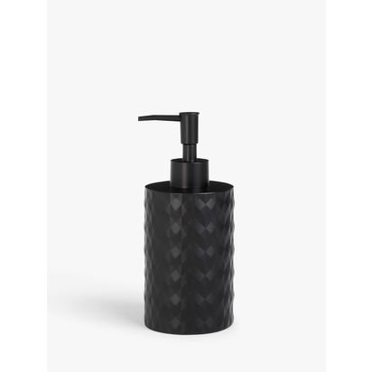 John Lewis Diamond Soap Dispenser, Black Black | H18 x W7.80 x D7.80cm