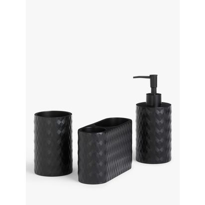 John Lewis Diamond Soap Dispenser, Black Black | H18 x W7.80 x D7.80cm