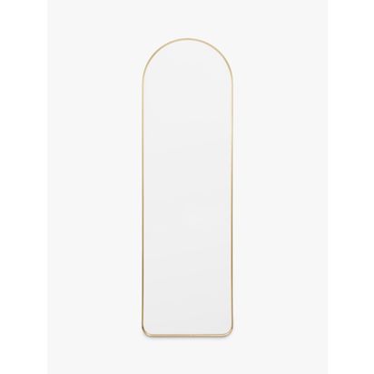 Gallery Direct Riverside Arched Metal Frame Wall Mirror, 150 x 40cm Gold | H45.00cm * W150.00cm * D3.50cm