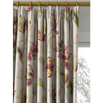 Laura Ashley Gosford Meadow Made to Measure Curtains or Roman Blind, Cranberry Cranberry