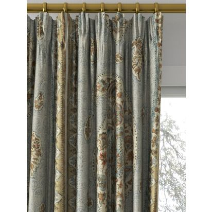 GP & J Baker Coromandel Made to Measure Curtains or Roman Blind, Blue/Sand Blue/ Sand
