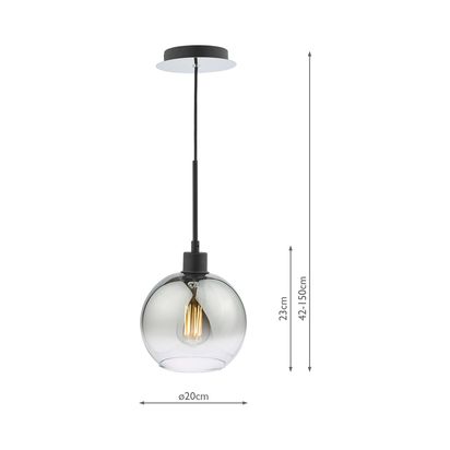 Där Lycia Mirror Pendant Ceiling Light Black Ombre