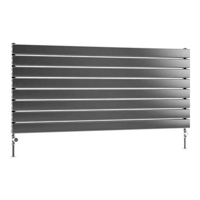 DQ Heating Tornado Single Panel Mild Steel Horizontal Designer Radiator - Anthracite - 456 x 1166mm