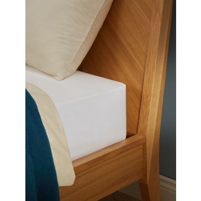 John Lewis Easy Care Organic Cotton 200 Thread Count Count Deep Fitted Sheet White | H135.00cm * W190.00cm * D36.00cm