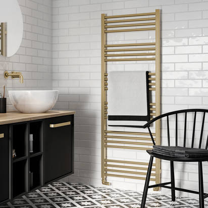 Crosswater MPRO Brushed Brass Heated Towel Rail - 1380 x 480mm
