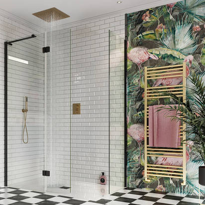 Crosswater MPRO Brushed Brass Heated Towel Rail - 1380 x 480mm