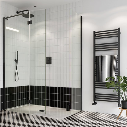 Crosswater MPRO Matt Black Heated Towel Rail - 1380 x 480mm