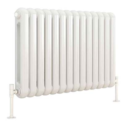 DQ Heating Cassius Column Style Mild Steel Horizontal Designer Radiator - White - 550 x 785mm
