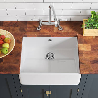 Butler & Rose Ceramic Fireclay Belfast / Butler Kitchen Sink - 595 x 450mm