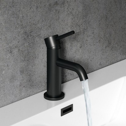 Harbour Clarity Matt Black Mini Basin Mixer Tap & Waste