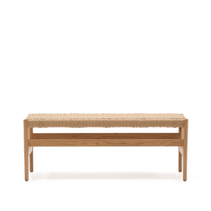 Zaide bench in solid oak wood with natural finish and rope seat, 120 cm, FSC Mix Credit