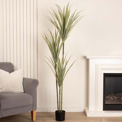 Artificial Yucca Tree in Black Plastic Plant Pot