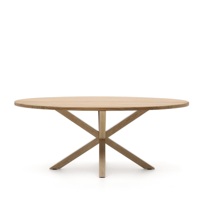 Argo oval table in solid acacia wood and wood-effect steel legs Ã˜ 200 100 cm