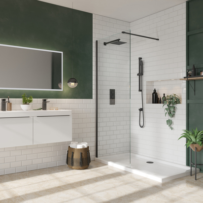 Harbour i8 Matt Black 8mm Walk In Front/Side Panel - 800mm