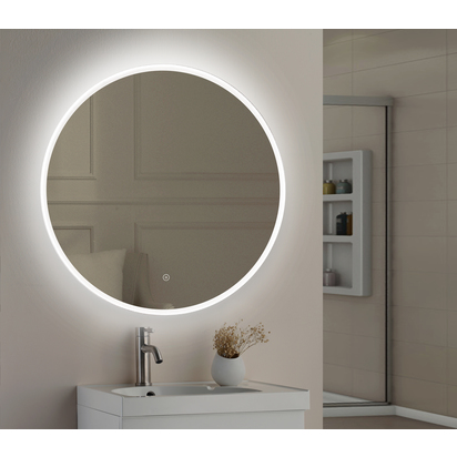 Nicole LED Illuminated Round Slimline Bathroom Mirror with Demister Pad & Colour Change LEDs - 800mm