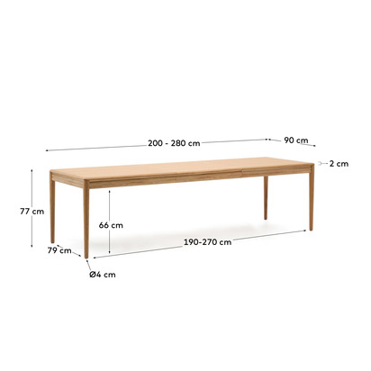 Lenon extendable table in natural FSC Mix Credit solid oak wood and veneer 200(280)x90