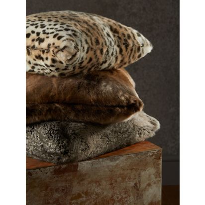John Lewis Faux Fur Cushion Mocha Ombre | 45 x 45cm