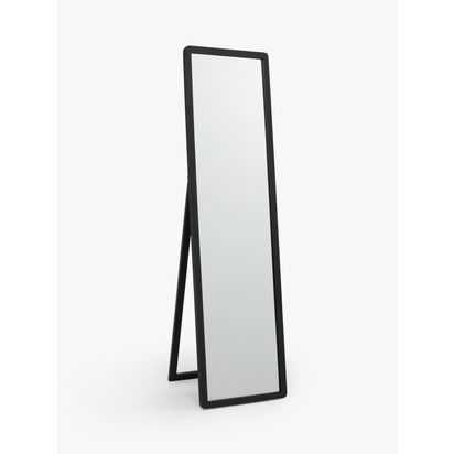 John Lewis Slim Solid Oak Wood Full-Length Cheval Mirror, 160 x 42cm Black | H160 x W42 x D5.3cm