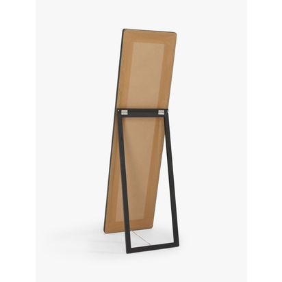 John Lewis Slim Solid Oak Wood Full-Length Cheval Mirror, 160 x 42cm Black | H160 x W42 x D5.3cm