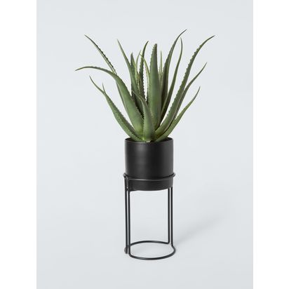 John Lewis Indoor Iron Floor Planter, Black Black | H58 x Dia.28cm