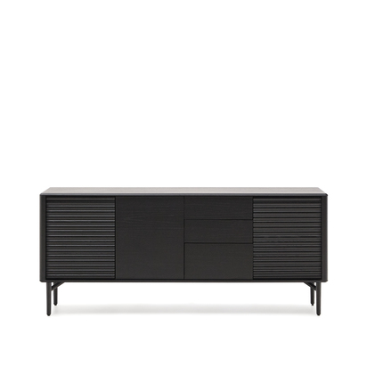 Lenon sideboard 3 doors and 3 drawers solid wood and black oak veneer 200x86cm FSC Mix Cre