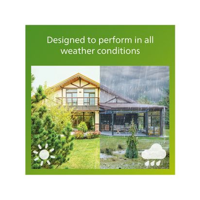 Philips Camill Solar Powered Outdoor Wall Light, Black Black | H20.5 x W14 x D19cm