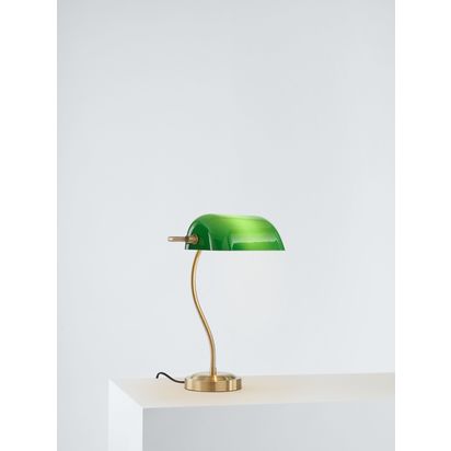 John Lewis Bankers Desk Lamp, Green/Brass Green/Brass | H38 x W20 x D26cm