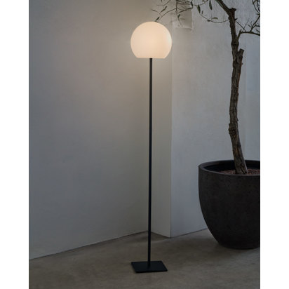 Dinesh outdoor solar floor lamp in black steel 120 cm