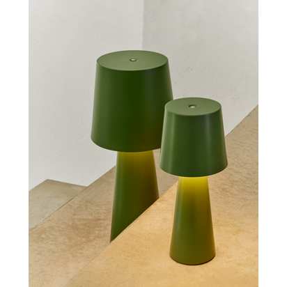 Arenys small outdoor metal table lamp in a green painted finish