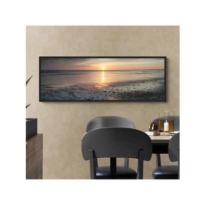 John Lewis Mike Shepherd 'Ebb & Flow' Framed Canvas Print, 44 x 124cm, Orange/Multi Orange/Multi | H44 x W124 x D3cm
