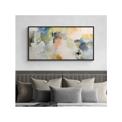John Lewis Natasha Barnes 'Formation' Abstract Framed Canvas Print, 66 x 126cm, White/Multi White/Multi | 126 x 66 x 3cm