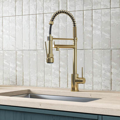 Vellamo Hanbury Professional Kitchen Pullout Spray Tap - Brushed Brass