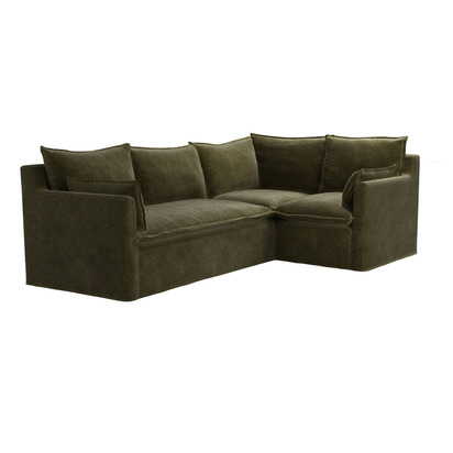 Anders Left Hand Two Seat Sofa Bed with Right Hand Single Unitin Juniper Aquaclean Clever Chenille