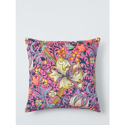 Morris & Co. Golden Lily Velvet Cushion, Ink Pink