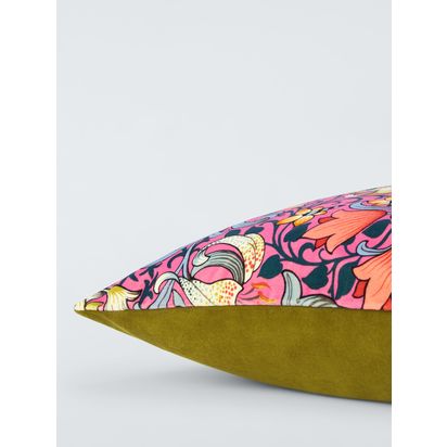 Morris & Co. Golden Lily Velvet Cushion, Ink Pink