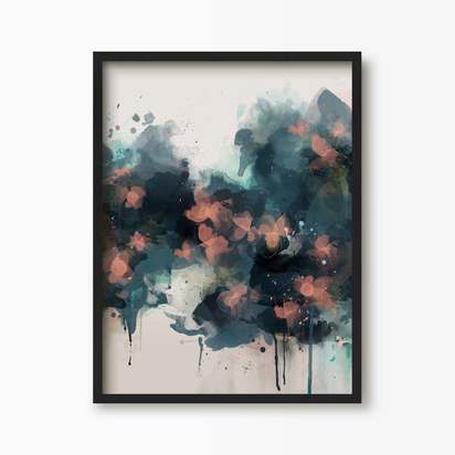 Summer Nights Abstract Floral Print - Large / Black