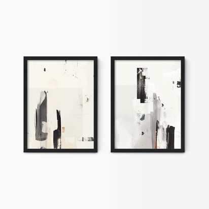 Minimalist Abstract Wall Art Set - Large / Black