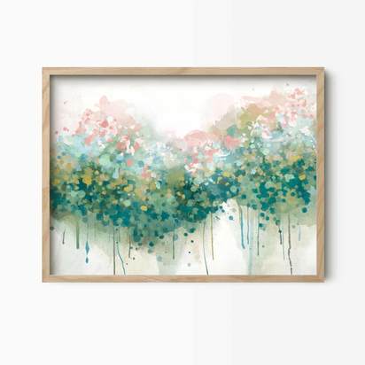 The Real Teal Abstract Floral Art Print - Large / Natural