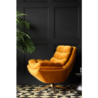 Mustard Velvet Swivel Chair