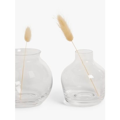 John Lewis Glass Bud Vases, Set of 3, Clear Clear | H9 x Dia.9.5cm, H9 x Dia.8cm