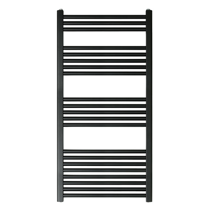 EliteHeat Steel Ladder Heated Towel Rail 25mm Bars - Matt Black - 1200 x 600mm