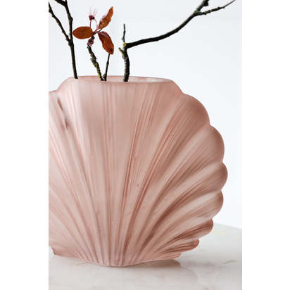 Blush Pink Frosted Glass Shell Vase