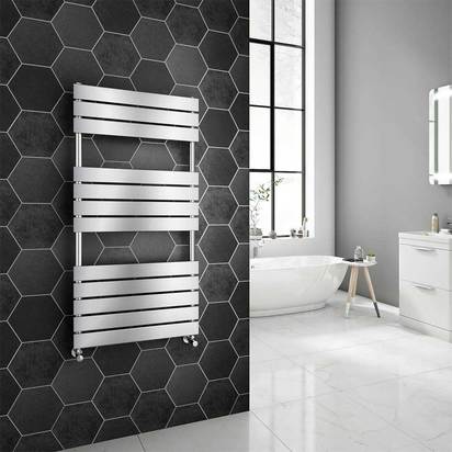 Brenton Avezzano Chrome Flat Panel Heated Towel Rail - 1200 x 600mm