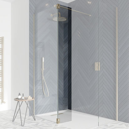 Crosswater Gallery 8 & 10 Hinged 8mm Deflector Panel - 300mm - Brushed Brass