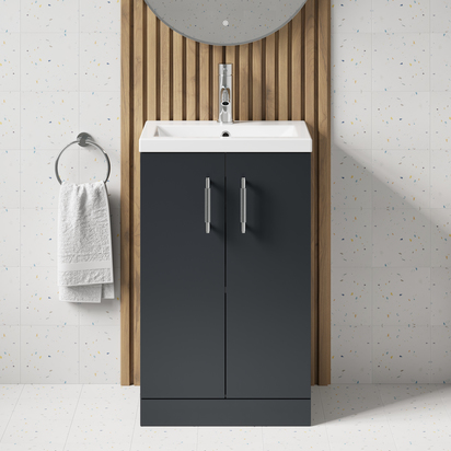 Erin Compact 500mm Floorstanding Cloakroom Vanity Unit & Basin - Soft Black