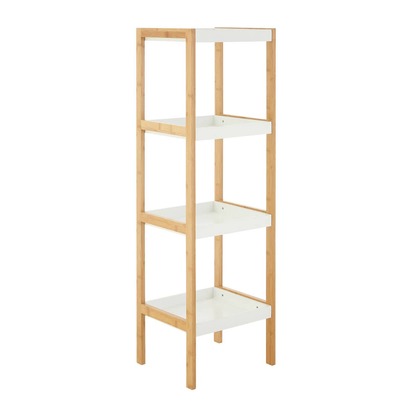 Nostra Four Tiered White And Natural Shelf Unit